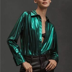 Anthropologie Gillian Liquid Shine Top